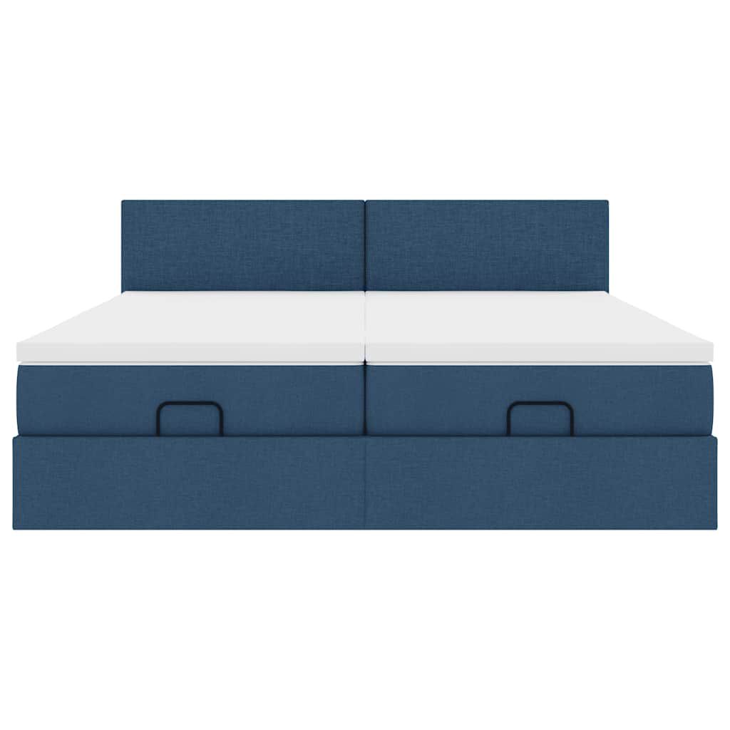 vidaXL Οθωμανικό κρεβάτι με στρώματα μπλε 180x200cm ύφασμα
