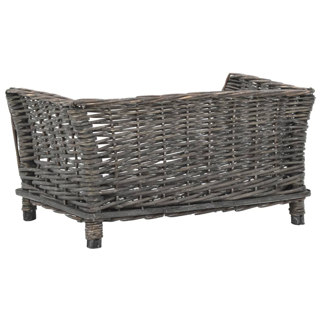 vidaXL Καλάθι Σκύλου με Μαξιλάρι Γκρι 50x33x30 εκ. Φυσικό Ξύλο Ιτιάς
