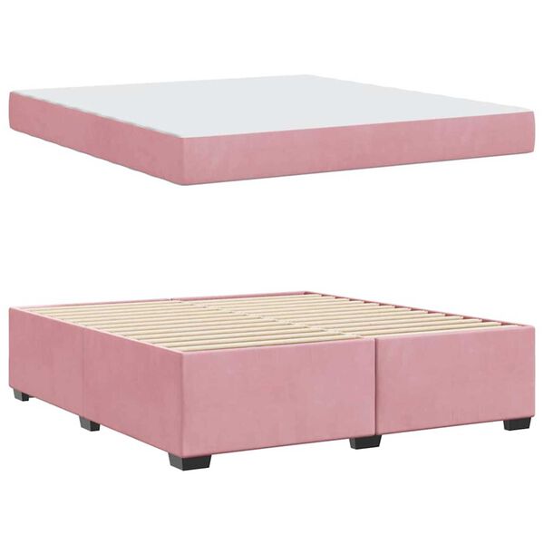vidaXL Σκελετός Κρεβατιού με στρώμα Ροζ 180 x 200 cm Βελούδο
