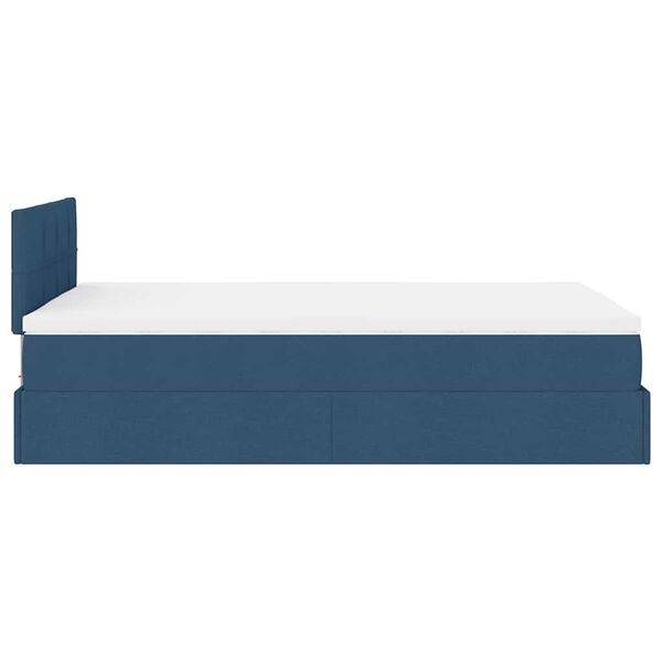 vidaXL Οθωμανικό κρεβάτι με στρώμα μπλε 120x200cm ύφασμα