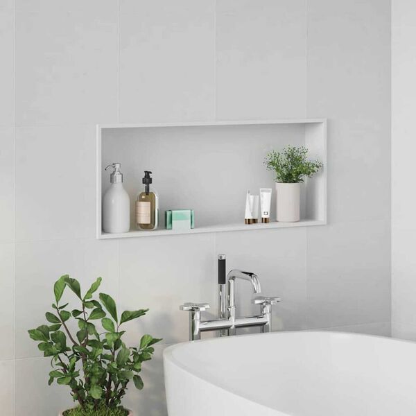 vidaXL Νίτσα Μπάνιου Λευκό 75 x 30 x 9.5 εκ. Ανοξείδωτο ατσάλι
