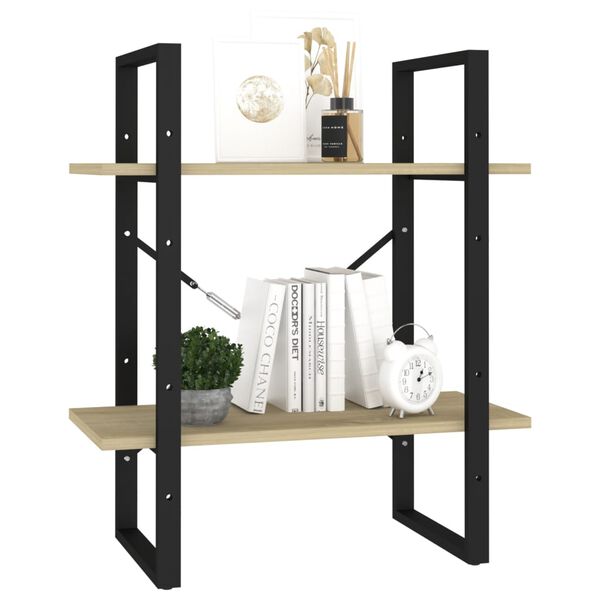 vidaXL Βιβλιοθήκη με 2 Ράφια Sonoma Δρυς 60 x 30 x 70 εκ. Επεξ. Ξύλο