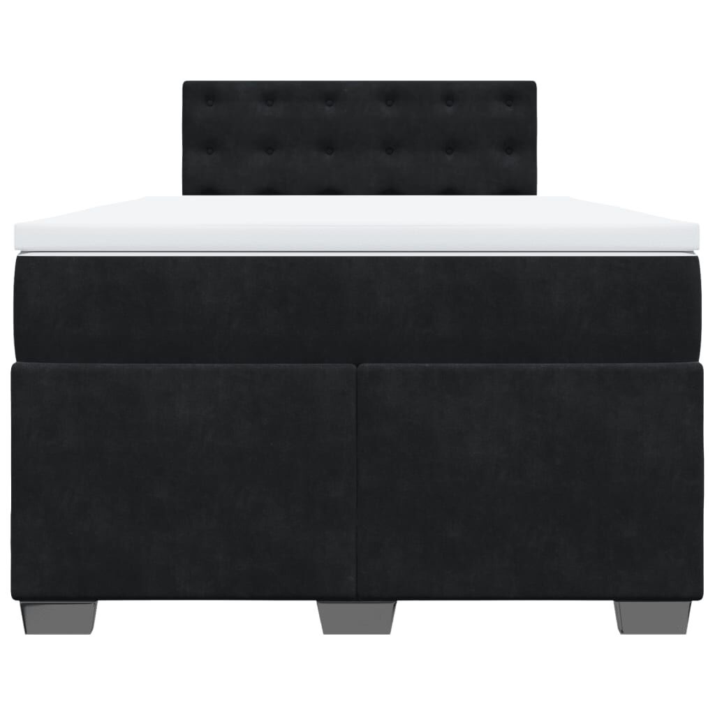 vidaXL Κρεβάτι Boxspring με Στρώμα Μαύρο 120 x 200 εκ. Βελούδινο