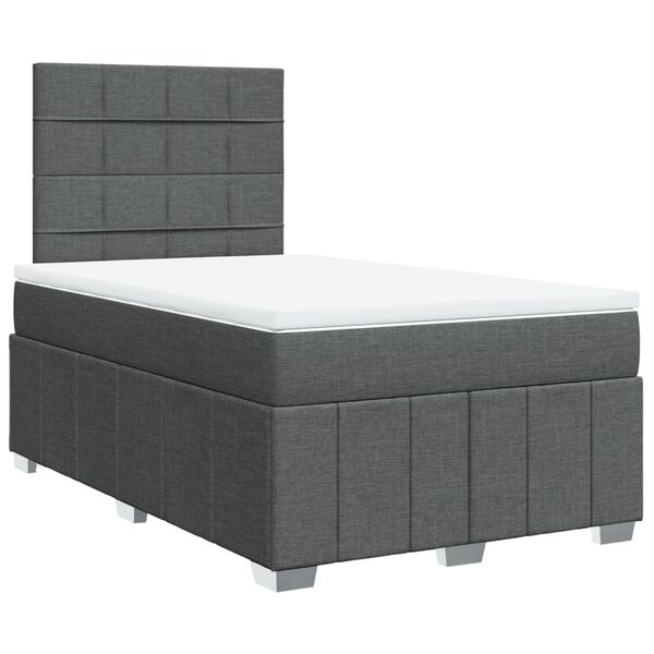 vidaXL Κρεβάτι Boxspring με Στρώμα Σκούρο Γκρι 120x190 εκ Υφασμάτινο