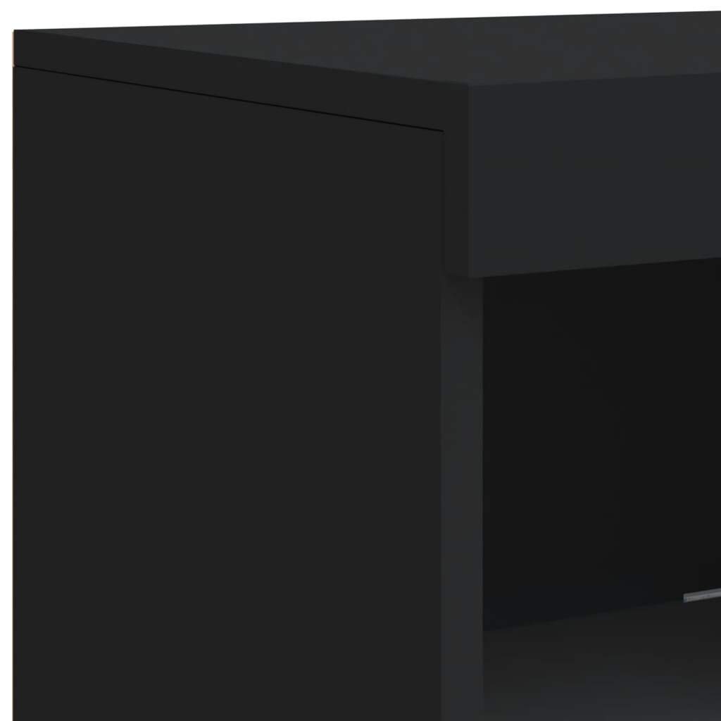 vidaXL Μπουφέδες με Φώτα LED 3 τεμ. Μαύροι από Επεξεργασμένο Ξύλο