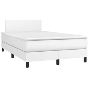 vidaXL Κρεβάτι Boxspring με Στρώμα Λευκό 120x190εκ.από Συνθετικό Δέρμα
