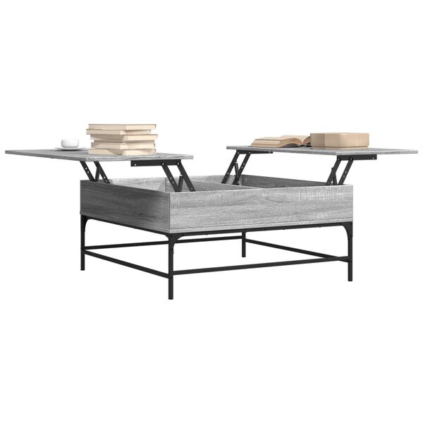 vidaXL Τραπεζάκι Σαλονιού Γκρι Sonoma 95x95x45 εκ Επεξ Ξύλο + Μέταλλο