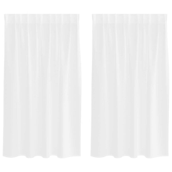 vidaXL Κουρτίνες με κουρτίνες 2 pcs Λευκό 140 x 140 εκ. Πολυεστέρας