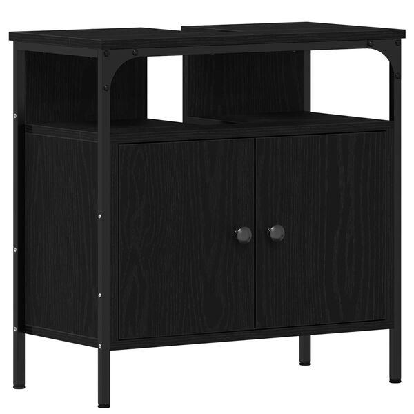 vidaXL Σετ Επίπλων Μπάνιου με ράφι 4 pcs Μαύρη δρυς 33 x 33 x 185.5 εκ
