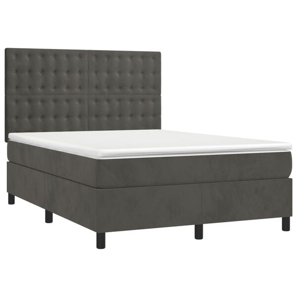vidaXL &Kappa;&rho;&epsilon;&beta;ά&tau;&iota; Boxspring &mu;&epsilon; &Sigma;&tau;&rho;ώ&mu;&alpha; & LED &Sigma;&kappa;. &Gamma;&kappa;&rho;&iota; 140x190&epsilon;&kappa;. &Beta;&epsilon;&lambda;&omicron;ύ&delta;&iota;&nu;&omicron;