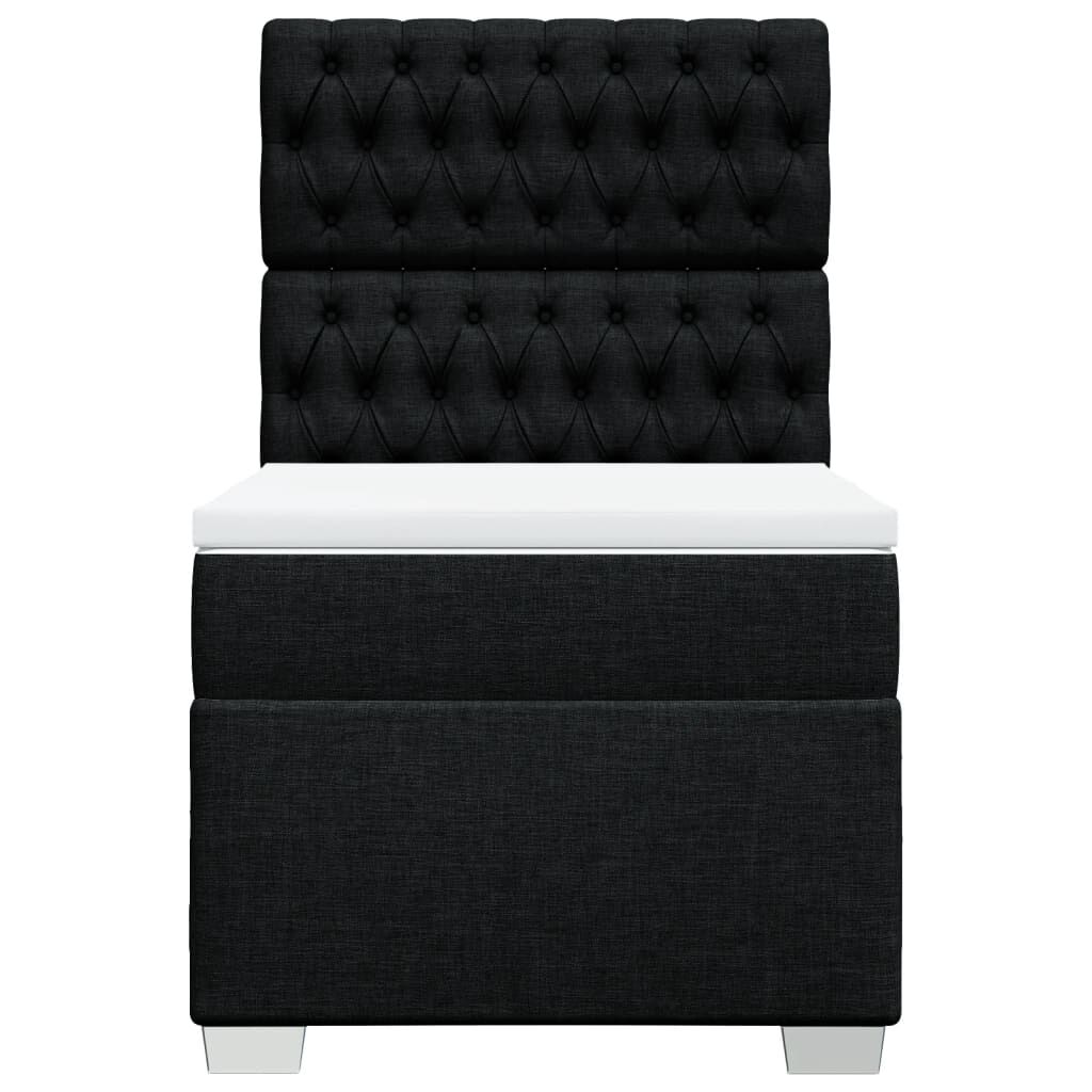 vidaXL Κρεβάτι Boxspring με Στρώμα Μαύρο 80 x 200 εκ. Υφασμάτινο