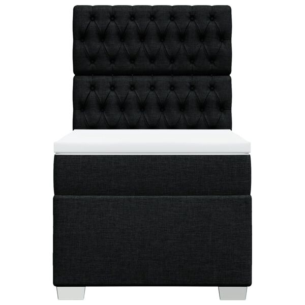 vidaXL Κρεβάτι Boxspring με Στρώμα Μαύρο 80 x 200 εκ. Υφασμάτινο