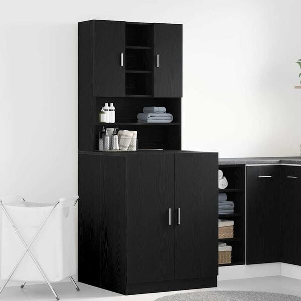 vidaXL Ντουλάπι πλυντηρίου 2 pcs Μαύρη δρυς 70.5 x 71.5 x 181.5 εκ