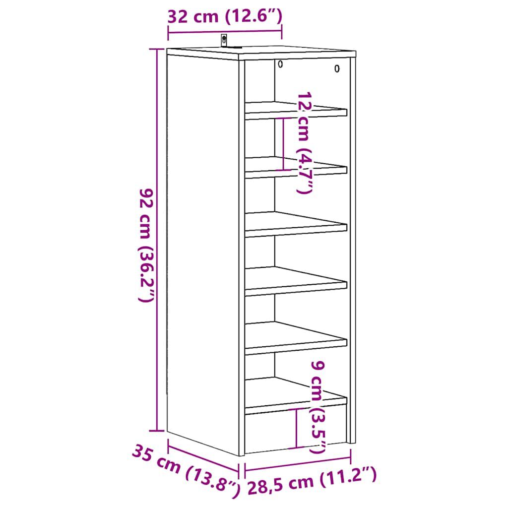 ντουλάπι παπουτσιών vidaXL Παλιό ξύλο 32x35x92 cm Κατασκευασμένο ξύλο