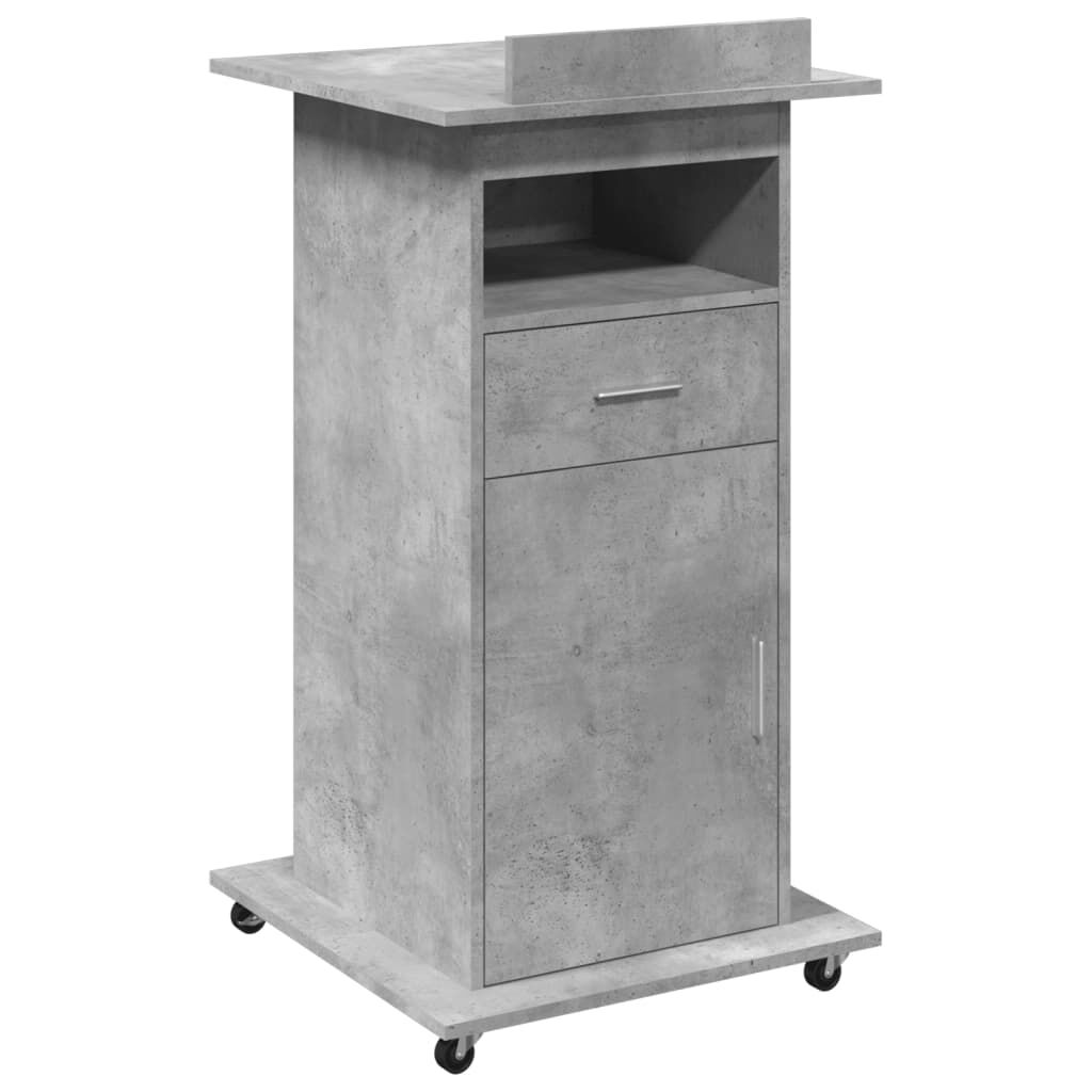 vidaXL Αναλόγιο με Ροδάκια & Συρτάρι Γκρι Σκυρ. 55x55x107εκ Επεξ. Ξύλο