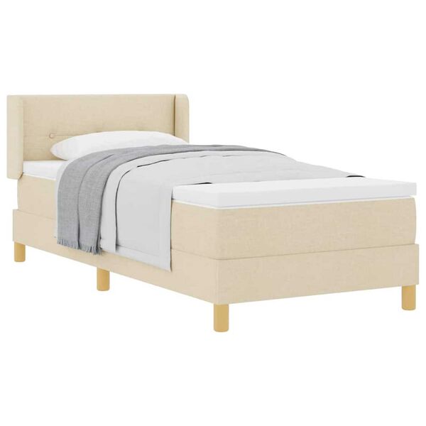 vidaXL Κρεβάτι με Ελατήρια με στρώμα Κρεμ 100 x 200 cm ύφασμα