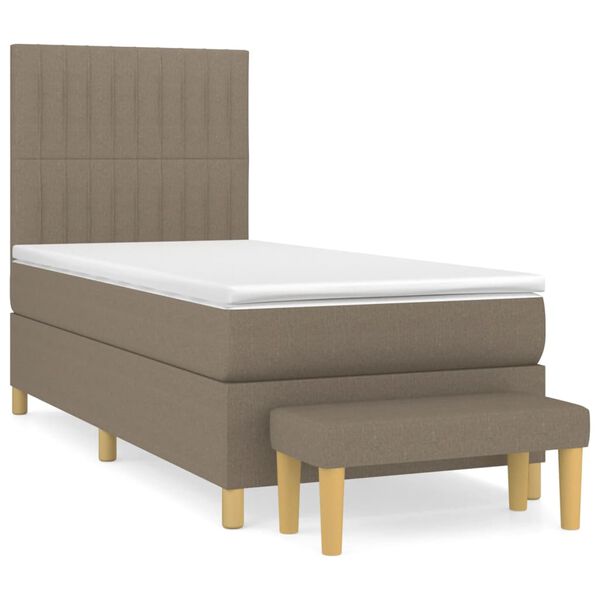 vidaXL Κρεβάτι Boxspring με Στρώμα Taupe 80x200 εκ. Υφασμάτινο