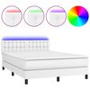 vidaXL Κρεβάτι Boxspring με Στρώμα & LED Λευκό 140x200 εκ. Συνθ. Δέρμα