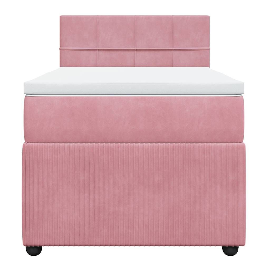 vidaXL Κρεβάτι Boxspring με Στρώμα Ροζ 100x200 εκ. Βελούδινο