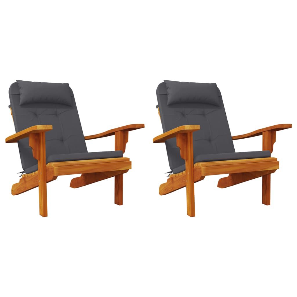 vidaXL Μαξιλάρια Καρέκλας Adirondack 2 τεμ. Ανθρακί από Ύφασμα Oxford