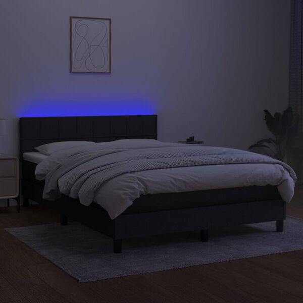 vidaXL &Kappa;&rho;&epsilon;&beta;ά&tau;&iota; Boxspring &mu;&epsilon; &Sigma;&tau;&rho;ώ&mu;&alpha; & LED &Mu;&alpha;ύ&rho;&omicron; 140x200 &epsilon;&kappa;. &Upsilon;&phi;&alpha;&sigma;&mu;ά&tau;&iota;&nu;&omicron;