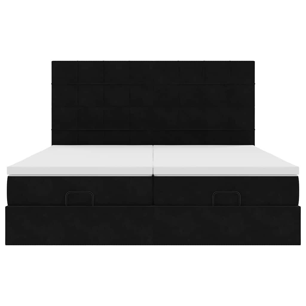 vidaXL Οθωμανικό κρεβάτι με στρώματα Μαύρο 160x200cm Velvet