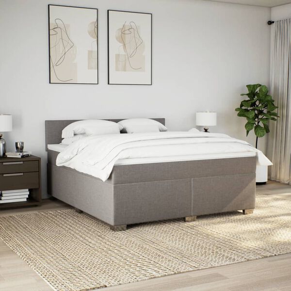vidaXL &Kappa;&rho;&epsilon;&beta;ά&tau;&iota; Boxspring &mu;&epsilon; &Sigma;&tau;&rho;ώ&mu;&alpha; Taupe 180x200 &epsilon;&kappa;. &Upsilon;&phi;&alpha;&sigma;&mu;ά&tau;&iota;&nu;&omicron;