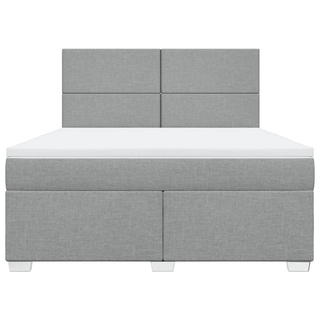 vidaXL Κρεβάτι Boxspring με Στρώμα Ανοιχτό Γκρι 180x200 εκ. Υφασμάτινο
