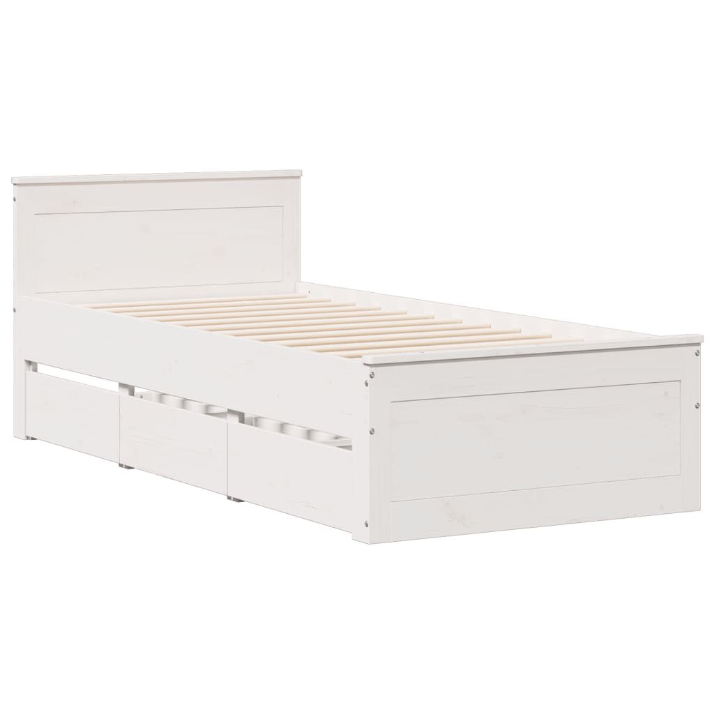 vidaXL Κρεβάτι Βιβλιοθήκη Χωρίς Στρώμα Λευκό 75x190 εκ Μασίφ Πεύκο