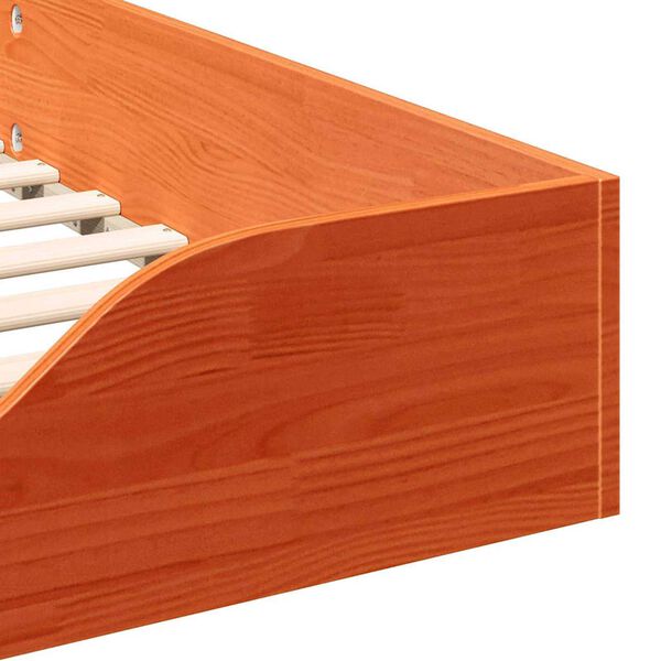 vidaXL Κρεβάτι δαπέδου Καφέ κεριού 100 x 220 cm Μασίφ ξύλο πεύκου