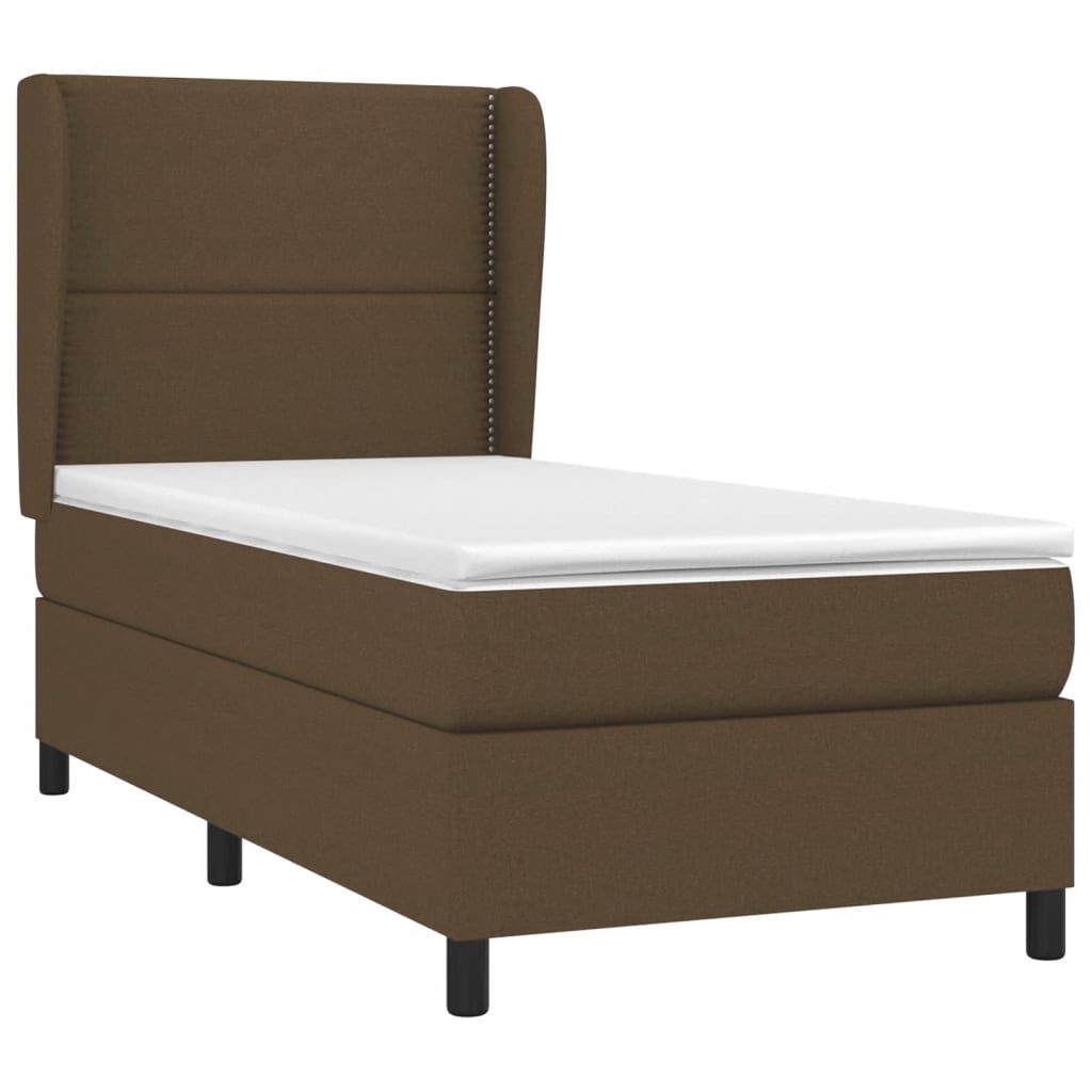 vidaXL Κρεβάτι Boxspring με Στρώμα Σκούρο Καφέ 90x200 εκ. Υφασμάτινο