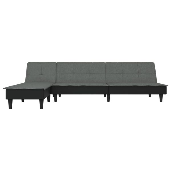 vidaXL Καναπές Κρεβάτι Γωνιακός Σκούρο Γκρι 255x140x70 εκ. Υφασμάτινος
