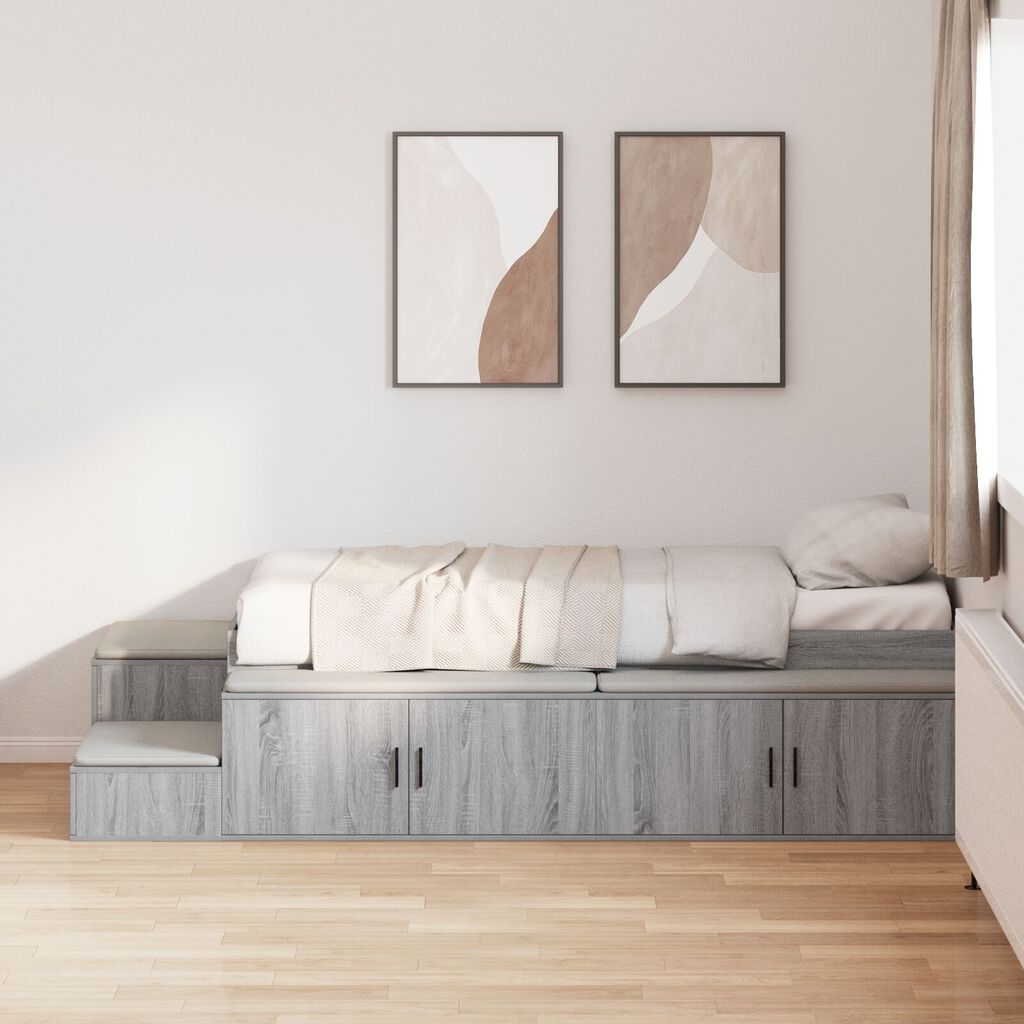 vidaXL Κρεβάτι Αποθήκευσης Γκρι Sonoma 75x190 εκ.