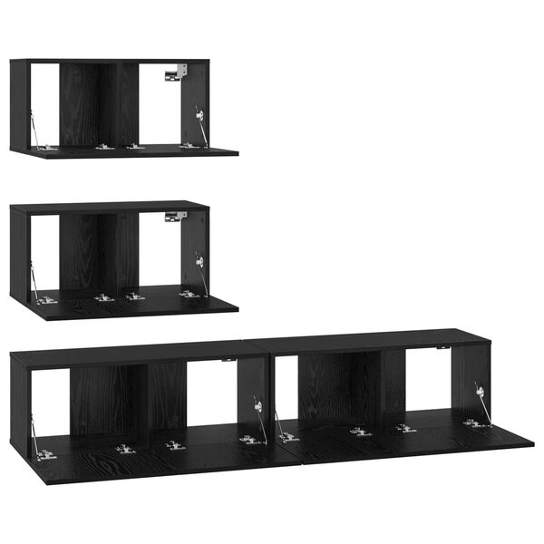 vidaXL Σέτ Ντουλάπας Τηλεόρασης 4 pcs Μαύρη Δρυς 80 x 30 x 30 εκ.