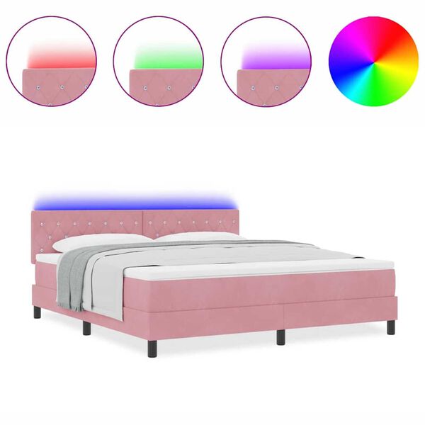 vidaXL Κρεβάτι με ελατήρια με στρώμα Ροζ 180 x 200 cm Βελούδο