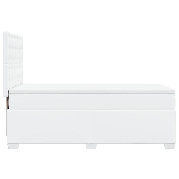 vidaXL Κρεβάτι Boxspring με Στρώμα Λευκό 100x200εκ.από Συνθετικό Δέρμα