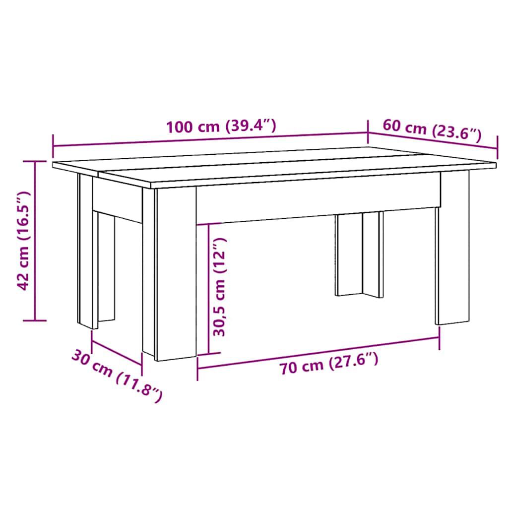 vidaXL Τραπεζάκι Σαλονιού Καπνιστή Δρυς 100x60x42 εκ. Επεξεργασμ. Ξύλο