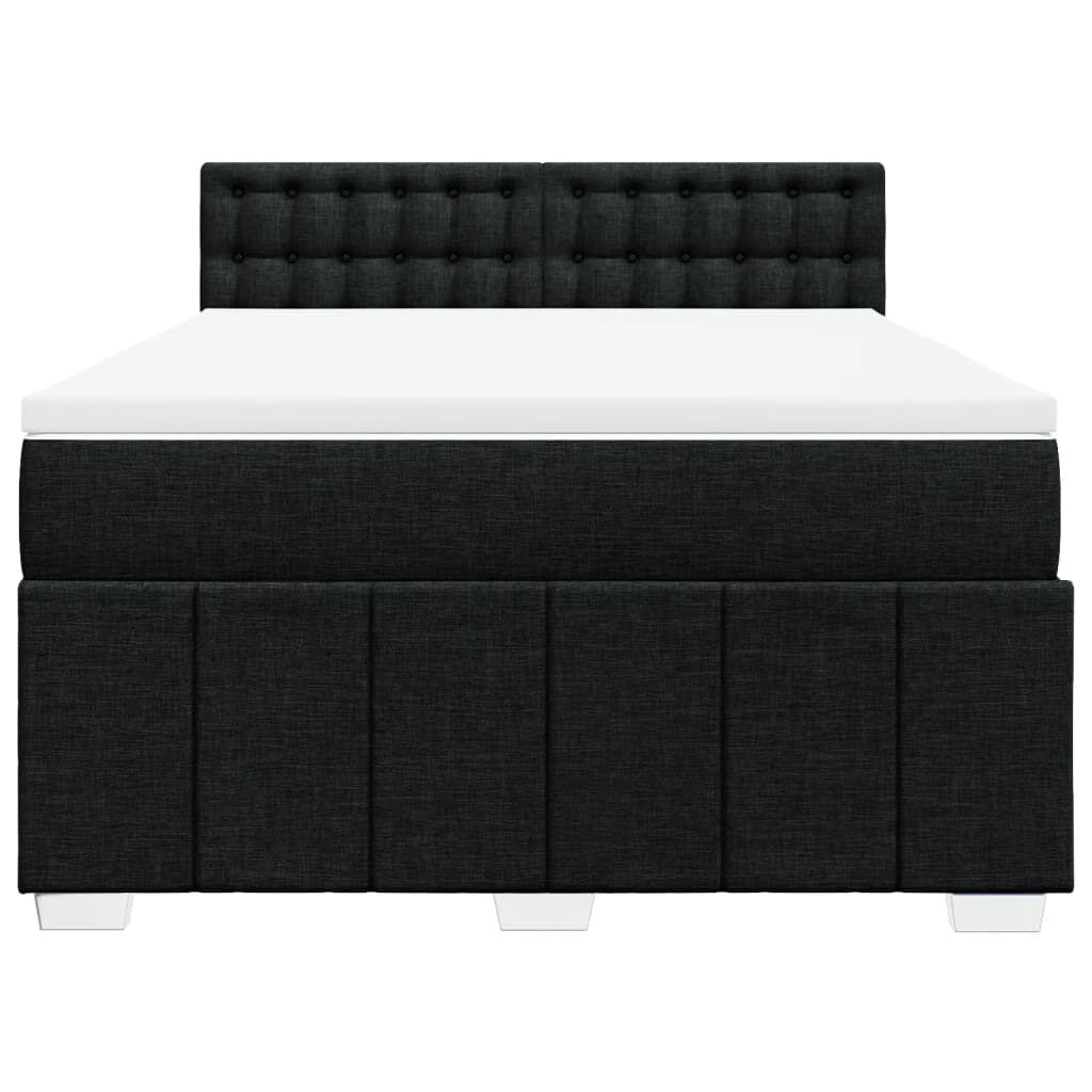 vidaXL Κρεβάτι Boxspring με Στρώμα Μαύρο 140x200 εκ. Υφασμάτινο
