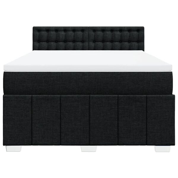 vidaXL Κρεβάτι Boxspring με Στρώμα Μαύρο 140x200 εκ. Υφασμάτινο