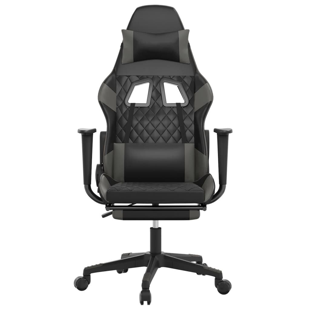 vidaXL Καρέκλα Gaming Μασάζ Υποπόδιο Μαύρο&Γκρι από Συνθετικό Δέρμα