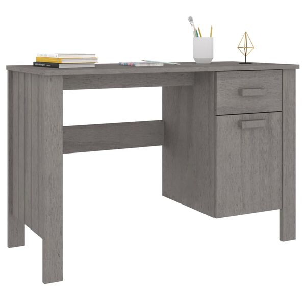 vidaXL Γραφείο HAMAR Αν. Γκρι 113 x 50 x 75 εκ. από Μασίφ Ξύλο Πεύκου