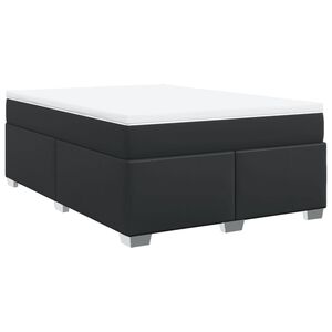 vidaXL Κρεβάτι Boxspring με Στρώμα Μαύρο 140x190εκ.από Συνθετικό Δέρμα