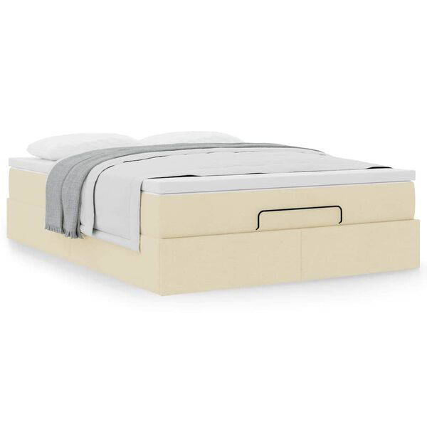 vidaXL &Omicron;&theta;&omega;&mu;&alpha;&nu;&iota;&kappa;ό &kappa;&rho;&epsilon;&beta;ά&tau;&iota; &mu;&epsilon; &sigma;&tau;&rho;ώ&mu;&alpha; Cream 140x190cm ύ&phi;&alpha;&sigma;&mu;&alpha;