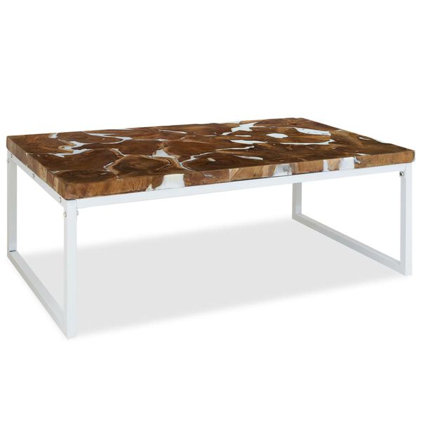 vidaXL Τραπεζάκι Σαλονιού 110 x 60 x 40 εκ. από Ξύλο Teak και Ρητίνη