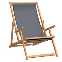 vidaXL Καρέκλα Παραλίας Πτυσσόμενη Γκρι από Μασίφ Ξύλο Teak
