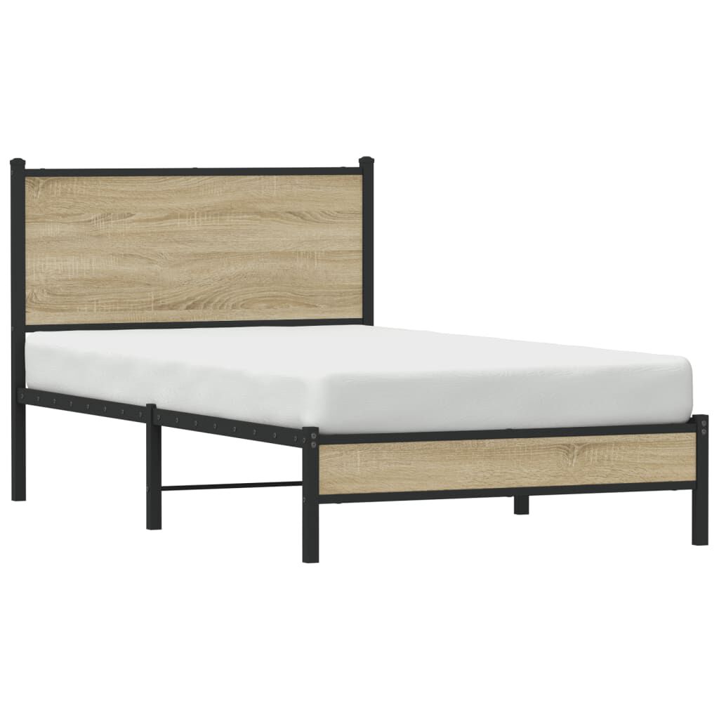 vidaXL Σκελετός Κρεβ. Χωρίς Στρώμα Sonoma Δρυς 100x200 εκ. Μεταλλικό