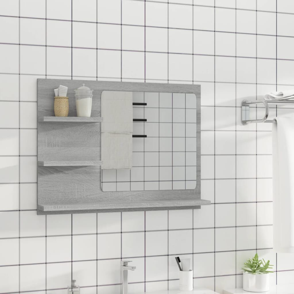 vidaXL Καθρέφτης Μπάνιου Γκρι Sonoma 60x10,5x45 εκ. Επεξεργασμένο Ξύλο