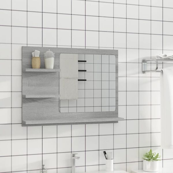 vidaXL Καθρέφτης Μπάνιου Γκρι Sonoma 60x10,5x45 εκ. Επεξεργασμένο Ξύλο