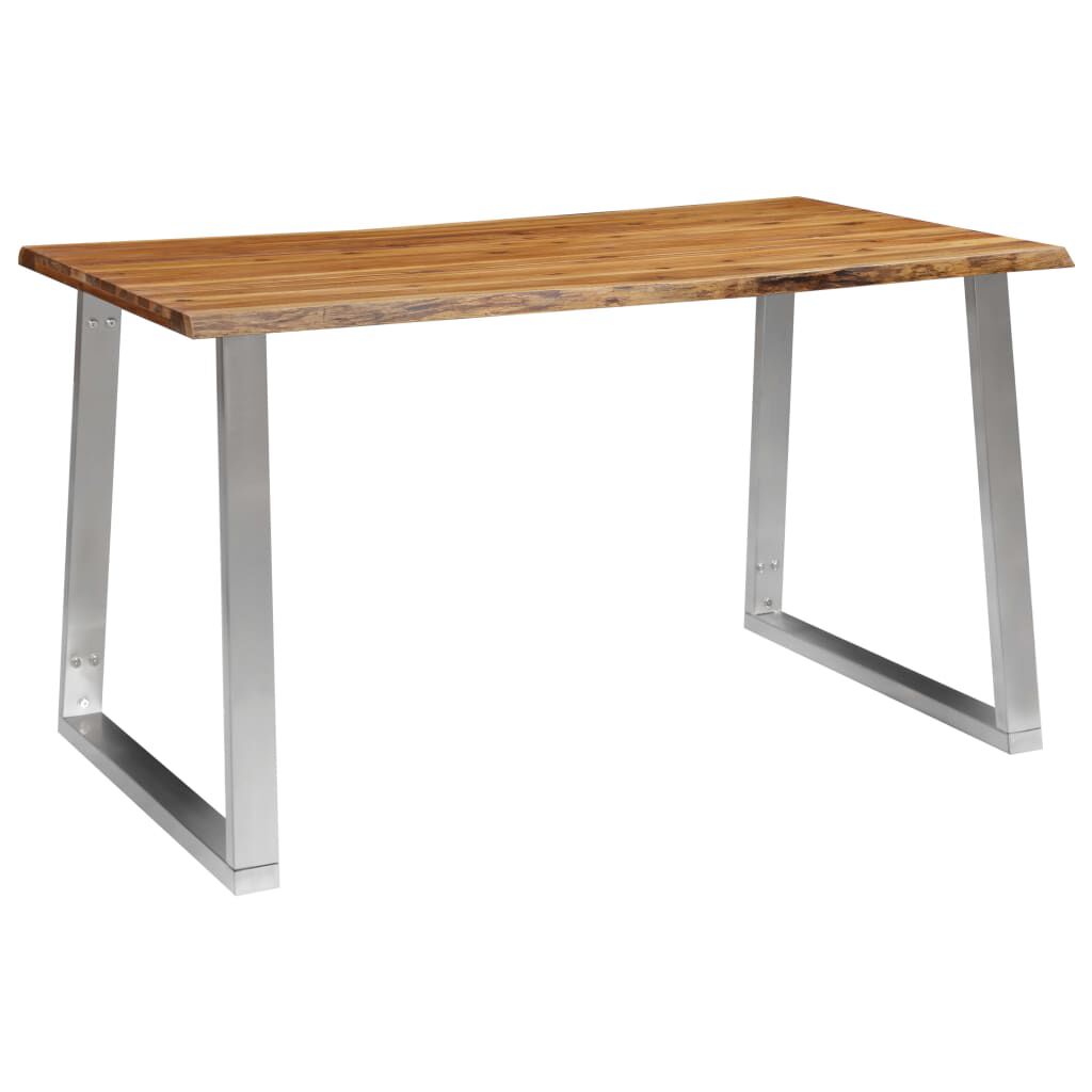 vidaXL Τραπεζαρία 140x80x75 εκ. Μασίφ Ξύλο Ακακίας / Ανοξείδωτο Ατσάλι