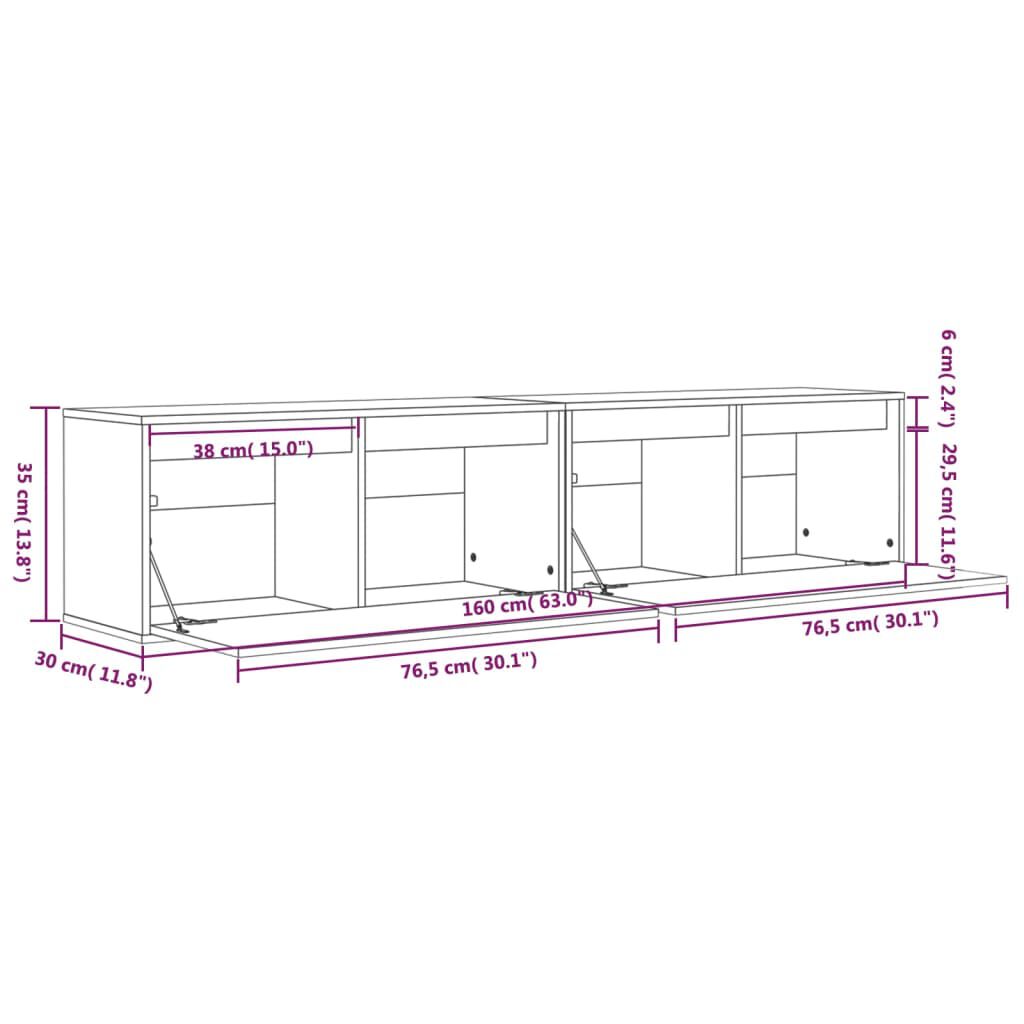 vidaXL Ντουλάπια Τοίχου 2 τεμ. 80 x 30 x 35 εκ. από Μασίφ Ξύλο Πεύκου